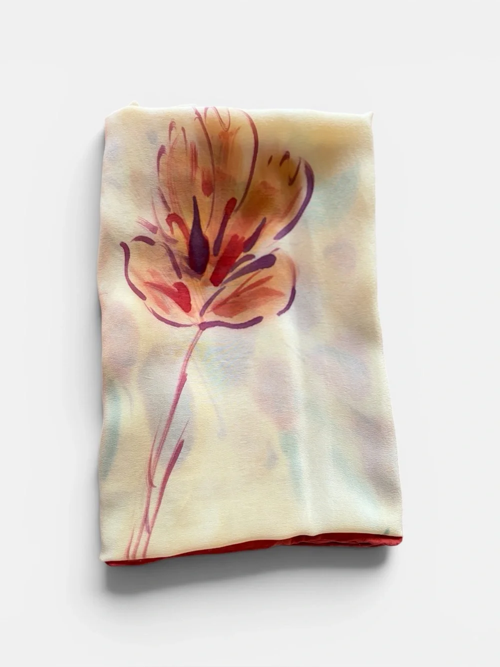 NO LABEL 100% Silk Floral Print Scarf